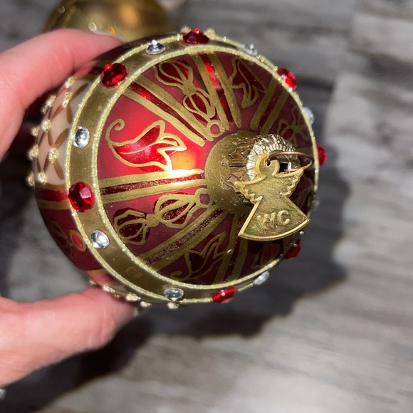 2 Santa’s Best Egg Ornaments gold glitter 1 WC ornate egg ornament large 5 in - Picture 4 of 8